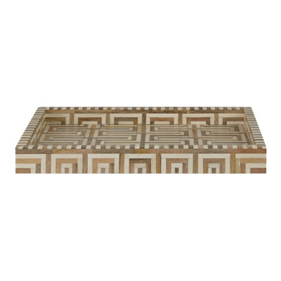 Almerindo Wood and Bone Inlay Geometric Tray