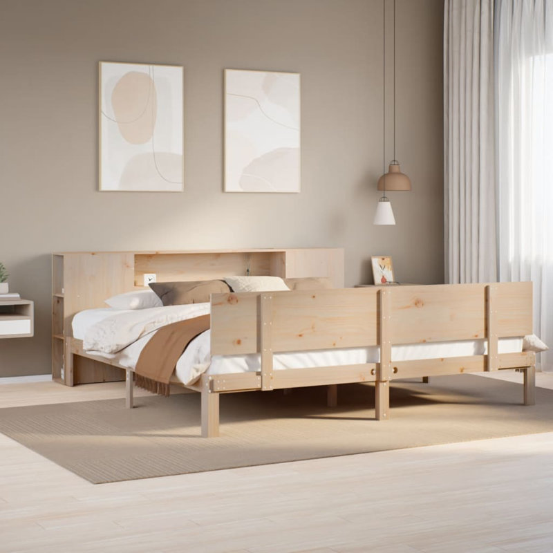 Aquila Solid Wood Bed, 135 x 190 cm, Natural