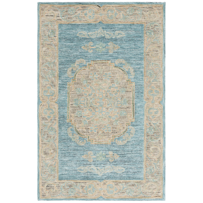 Constantinople 404 Hand Tufted Wool/Cotton Oriental Indoor Use Only Rug in Blue/Beige, Round 6'