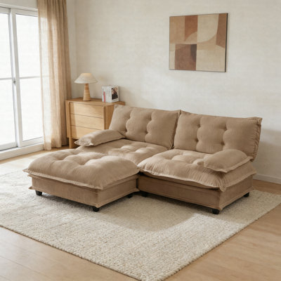 Canapé modulaire 77 po, canapé 2 places en chenille moderne avec repose-pieds 77 po, canapé modulaire confortable pour le salon, la chambre à coucher et un appartement