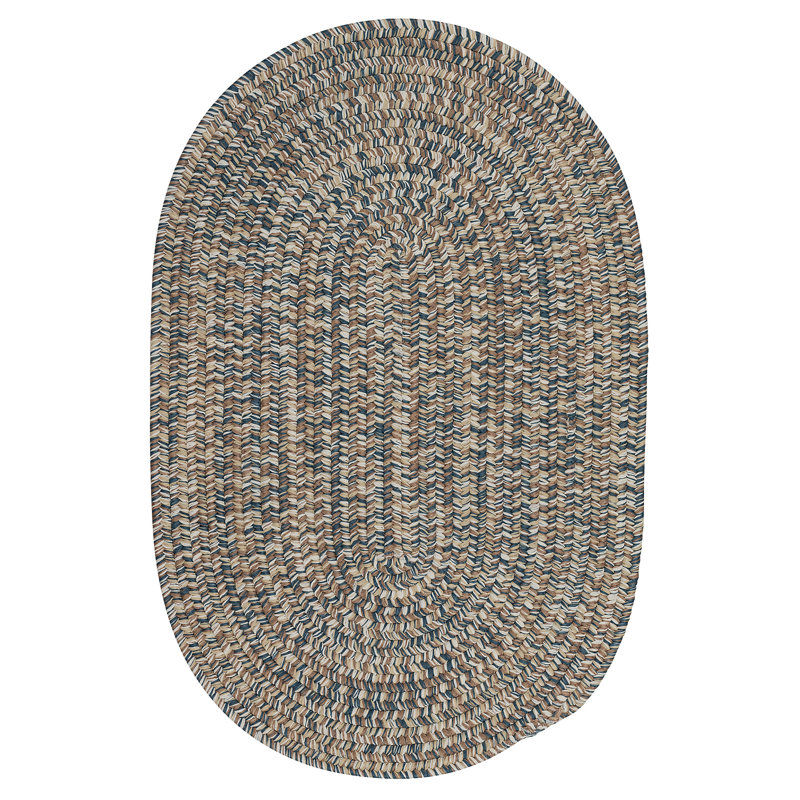 Freels Indoor / Outdoor Reversible Area Rug - Navy Tan, Oval 11' x 14'