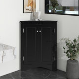 Adjustable Shelves Mdf Modern Black Triangle Cabinet, Ideal For Bathroom & Kitchen