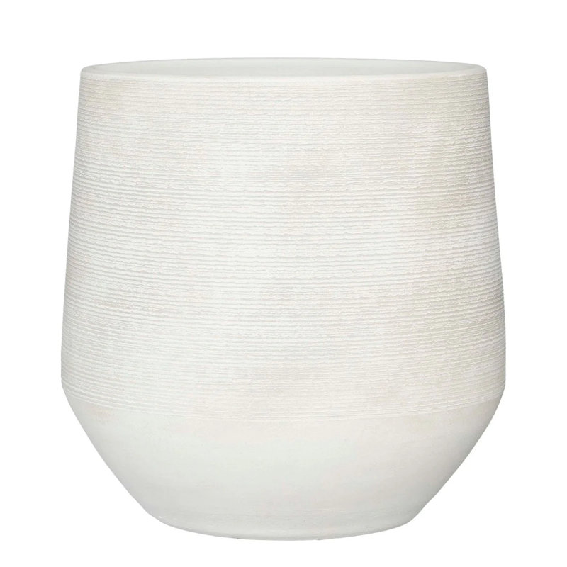 Evora Ceramic Pot Planter, White, 39cm H x 40cm W x 40cm D