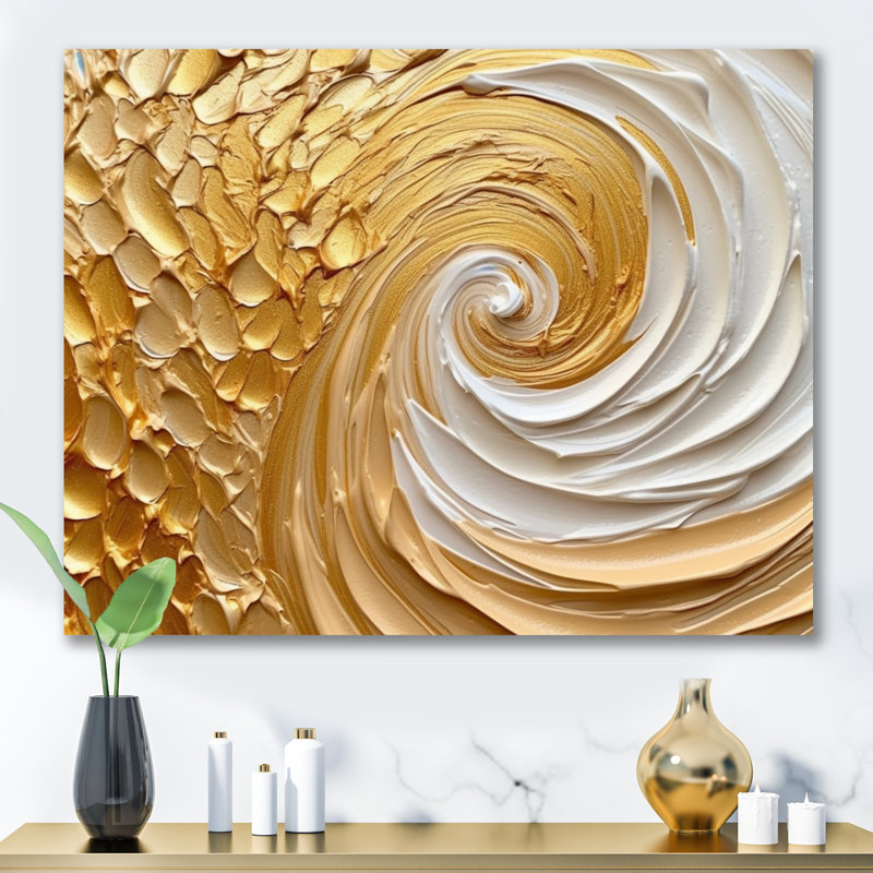 Art mural abstrait sur toile, spirale dorée, reproduction moderne - tourbillon éternel doré I, Toile tendue