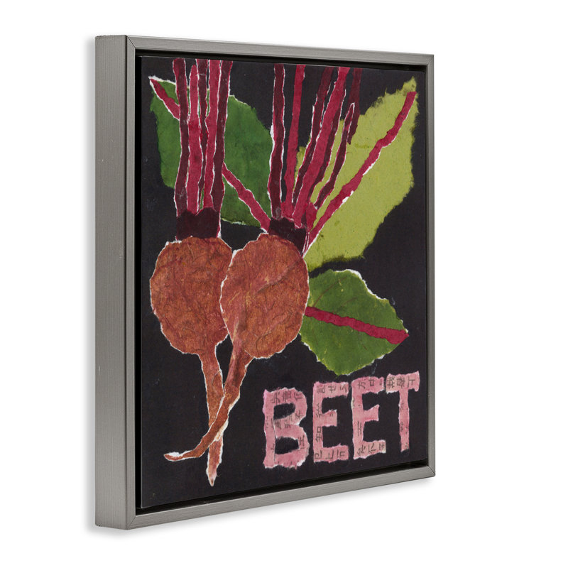 Cadre flottant de légumes-racines Beets, design par Nancy Overton, H 25 po x l 25 po, Cadre flottant gris lustré