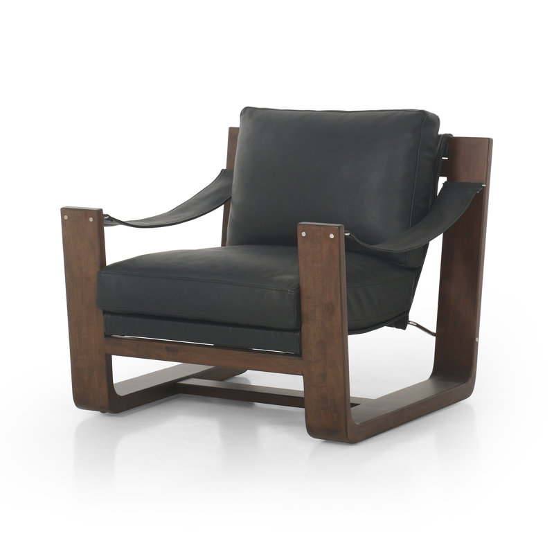 Cesar Chair-Heirloom Sienna, Carson Black Genuine Leather