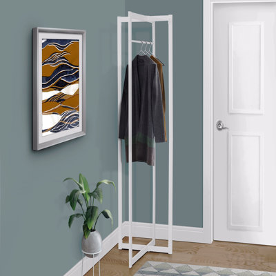 Portemanteau, portemanteau, autoportant, barre de suspension, vestibule, H 72 po, chambre à coucher, métal blanc, contemporain, moderne