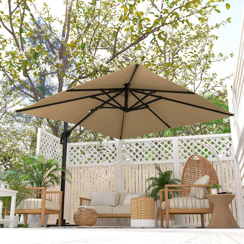 Parasol de patio en porte-à-faux 10 pi, surplomb kaki