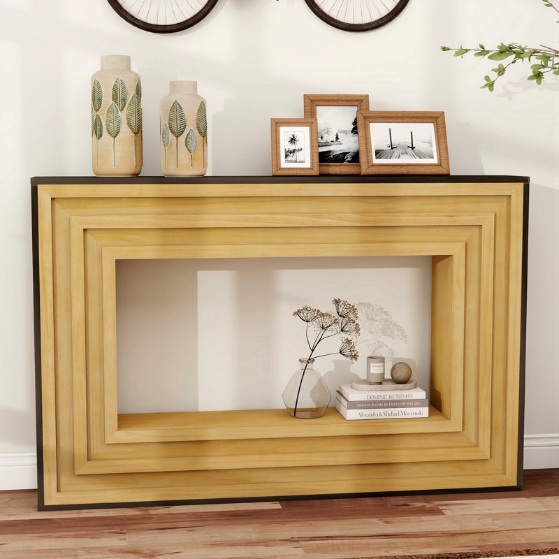 Console Modern Contrast moderne avec structure en bois stratifié et plateau noir