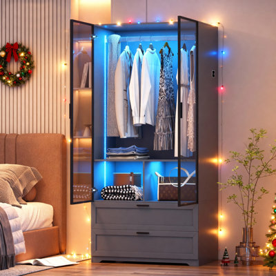 Bubalo Armoire, Wardrobe with Human Body Sensor Light
