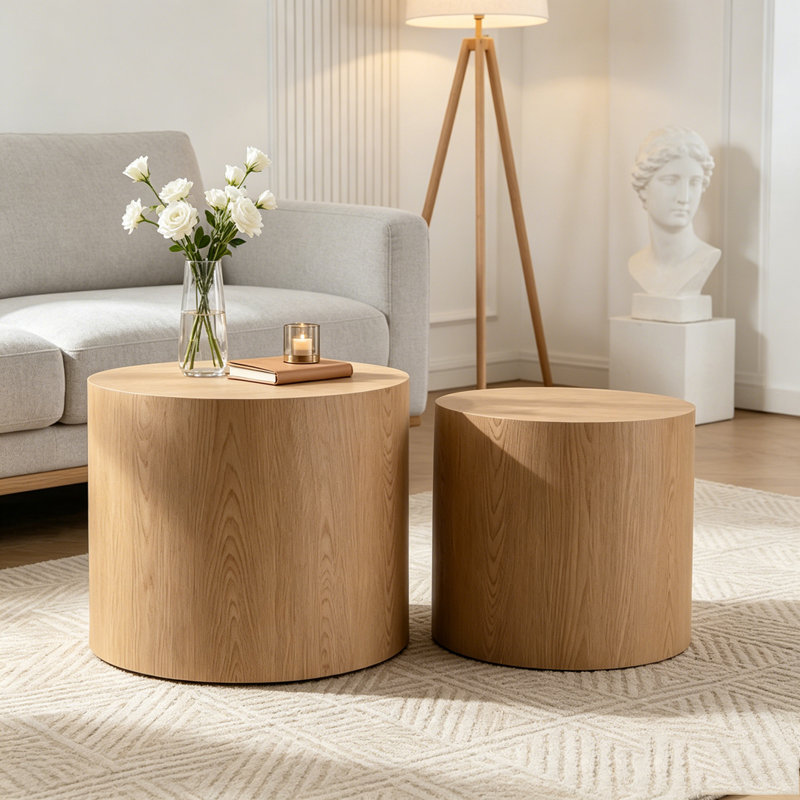 Nesting Coffee Table Set, Natural Wood