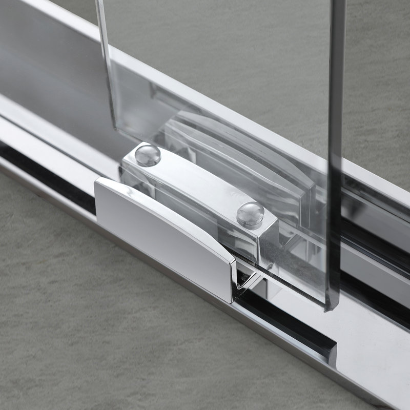 44''-48'' W X 71'' H Double Sliding Semi-Frameless Shower Door With  0.24"(6mm) Tempered Glass，Stainless Steel Accessories