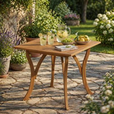 Table de salle à manger d'extérieur carrée en bois d'acacia