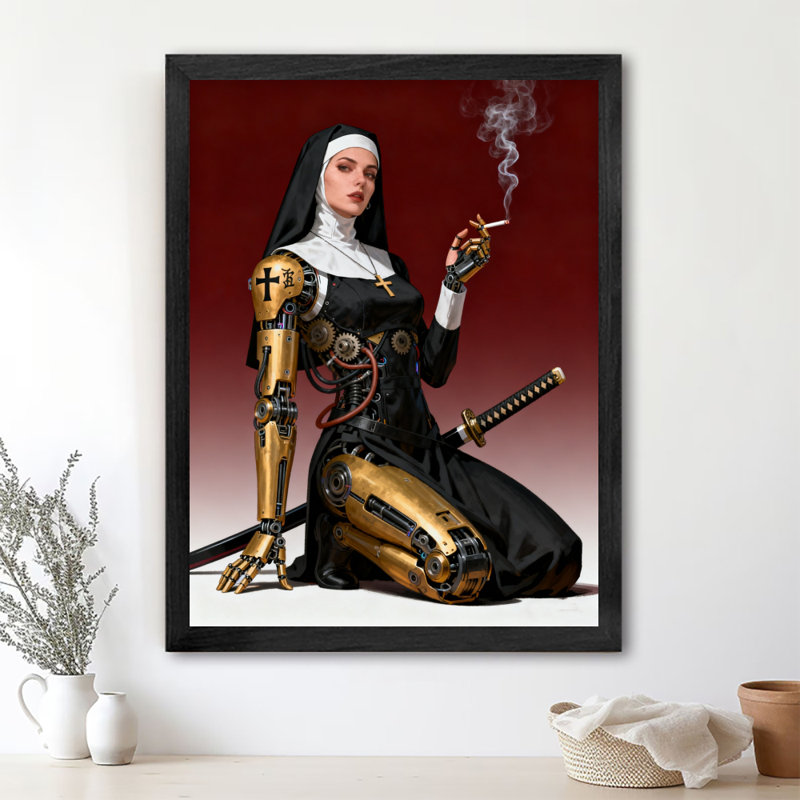 Reproduction d'art encadré noir rétro, H 11 po x l 9 po