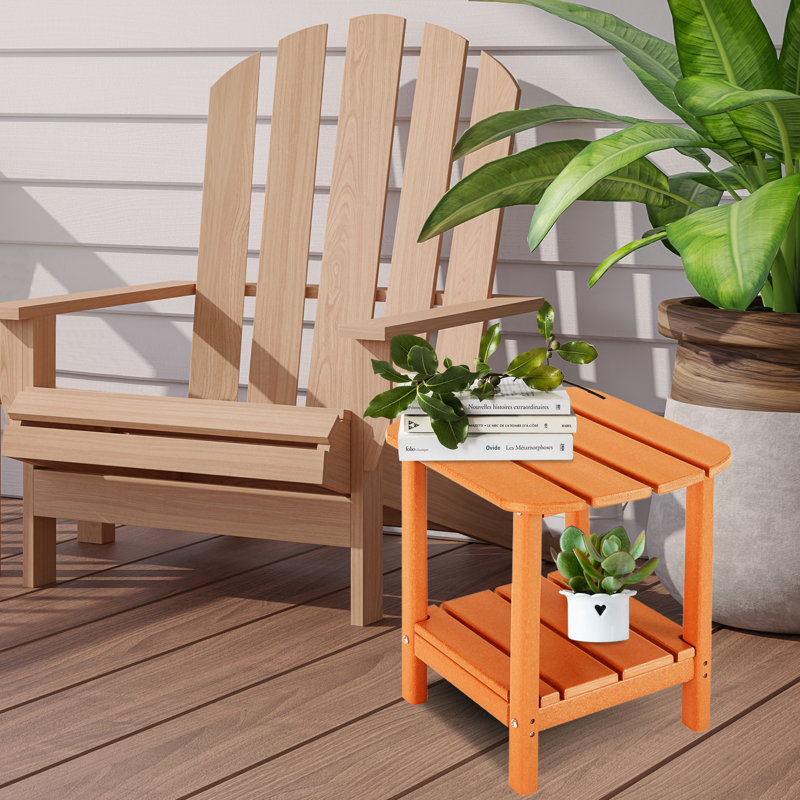 Table d'appoint extérieure en PEHD, table d'appoint Adirondack à 2 niveaux, résistance aux intempéries, Orange
