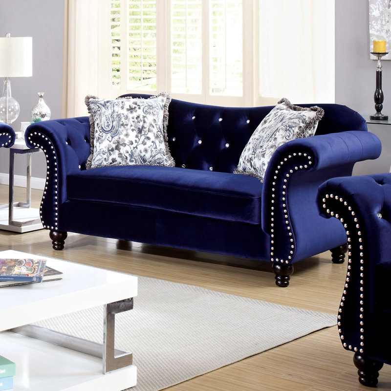 Causeuse Tabitha, Mélange de polyester bleu