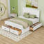 Grand lit plateforme en bois avec tête de lit et 6 tiroirs-746304495