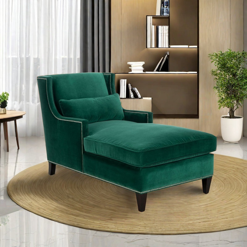 Chaise en bois massif cloutée confortable et tendance, Green