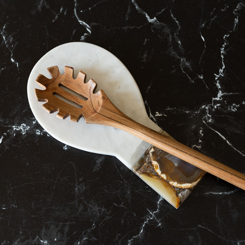 Foreside Home & Garden Brown Agate and Marble Spoon Rest