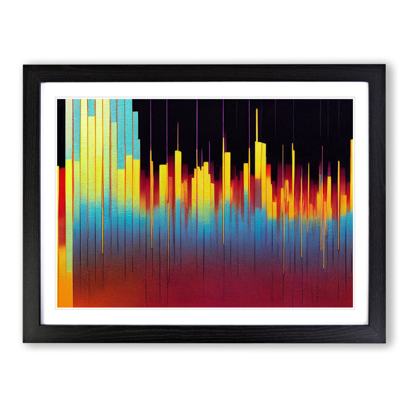 Electronic Audio Sound Bar Vol.7 Abstract - Single Picture Frame Print, Black , 46cm H x 64cm W x 2cm D