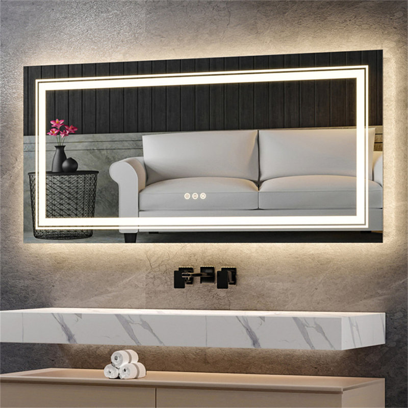 Ashawnti LED Illuminated Bathroom Mirror with Fog-Free Touch Sensor, 80cm H x 120cm W
