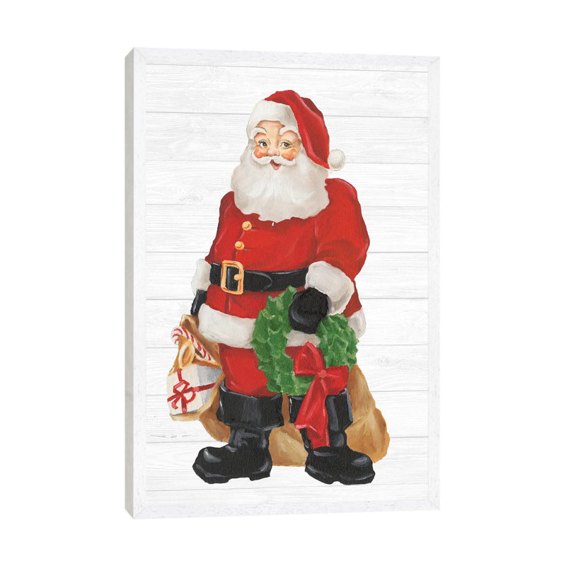 Nostalgic Santa I by Ethan Harper - Painting on Canvas, 66.04 cm H x 45.72 cm W, White Floater Framed