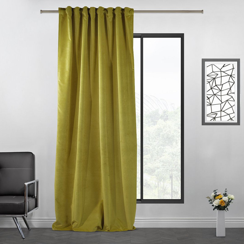 Extra Long & Extra Wide Matte Velvet Curtain Panel, 130cm Width x 200cm Drop, 64 LIME