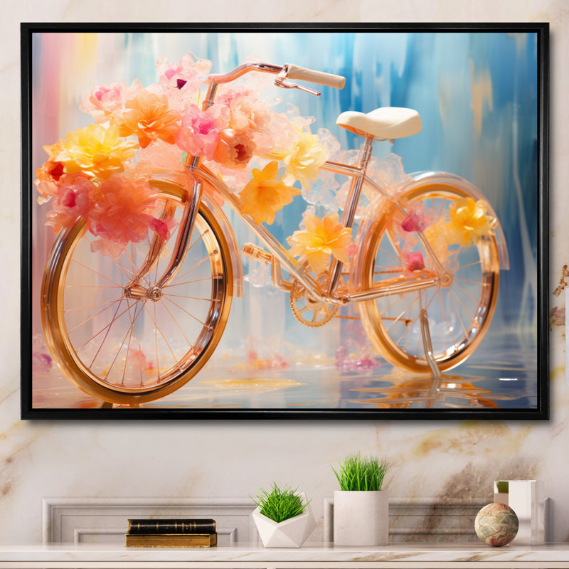 Bicyclette onirique - impressions sur toile de transport, H 34 po x l 44 po x P 1,5 po, Cadre photo noir