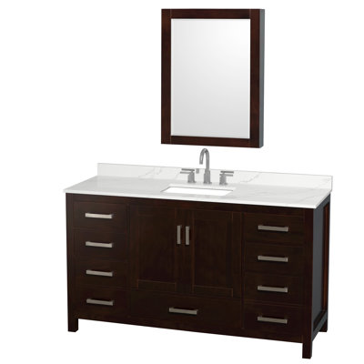 Sheffield 60" Freestanding Single Bathroom Vanity with Quartz Top