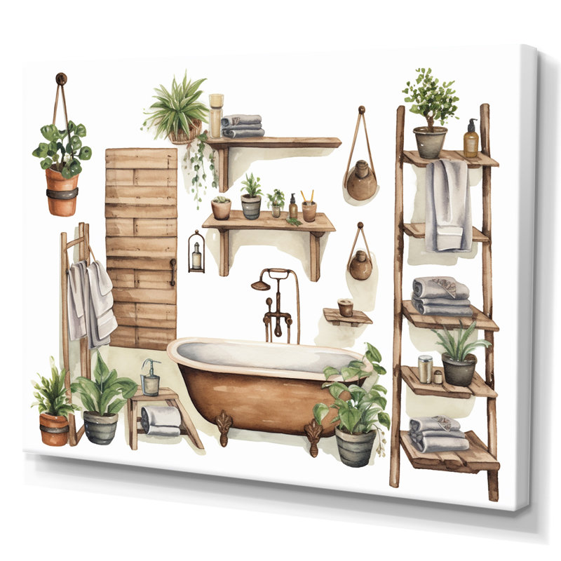 «Natural Bathroom Decor XIII», reproduction sur toile encadrée, Toile tendue, H 12 po x l 20 po x P 1 po