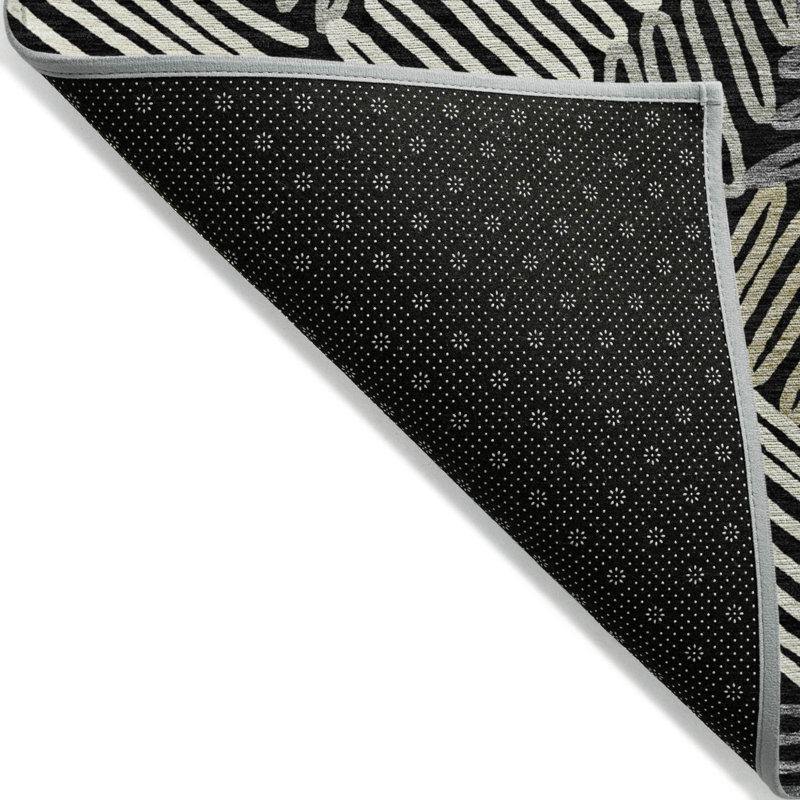 Tapis intérieur lavable floral noir et ivoire 8 pi x 10 pi noir