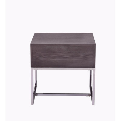Table de bout en chêne gris et chrome