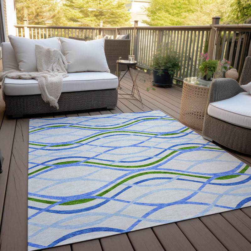 Lamanna Washable Abstract Indoor / Outdoor Rug, Rectangle 10' x 14'