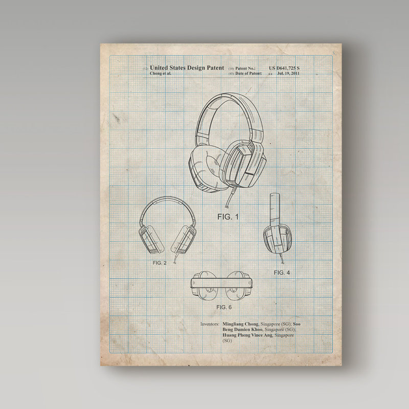 «Casques d'écoute» Manilo, reproduction d'art sur toile tendue, H 19 po x l 14 po