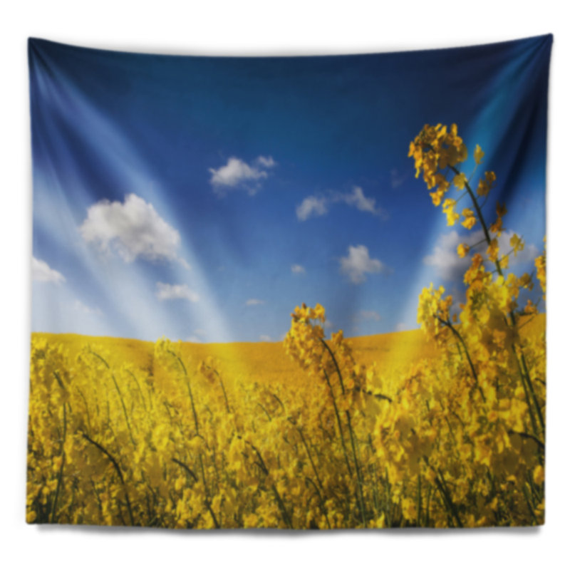 Tapisserie paysage paysage de canola jaune, H 32 po x l 39 po