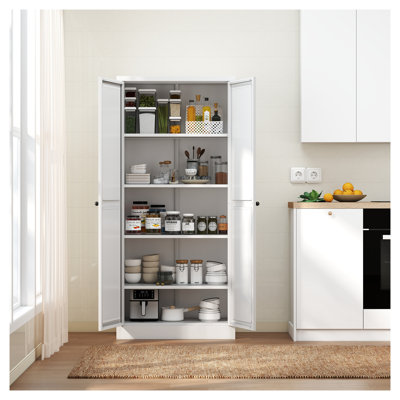 Garde-manger de 61 po en métal blanc avec tablettes réglables