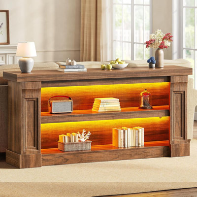 Console de style champêtre de 160 cm avec 2 tiroirs, brune