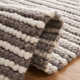 Cleodora Chevron Handmade Area Rug in Ivory/Dark Brown
