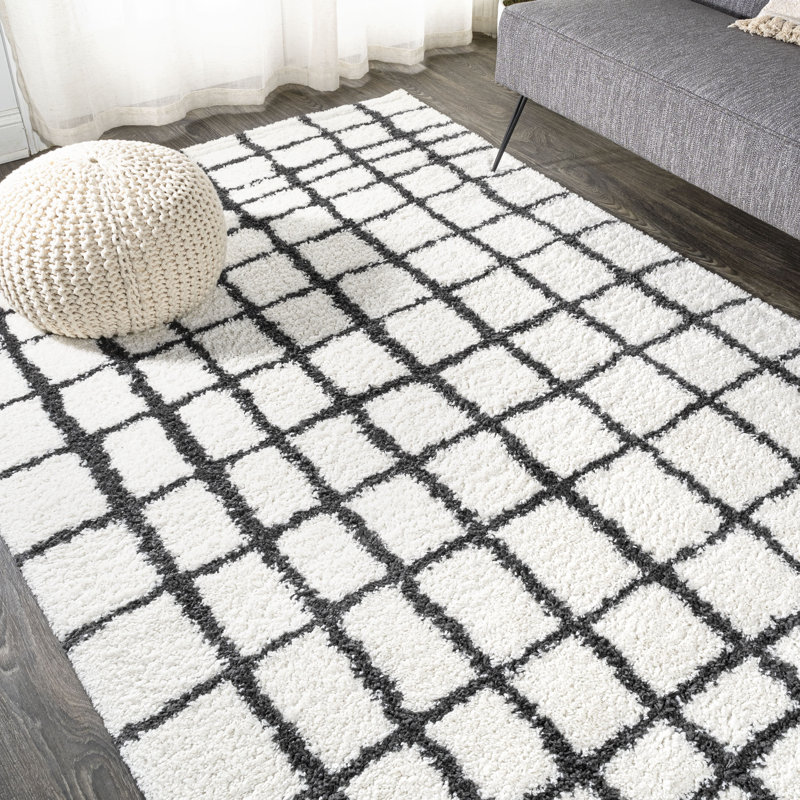 Tapis blanc / gris à poils longs Arenal, Rectangle 4 pi x 6 pi