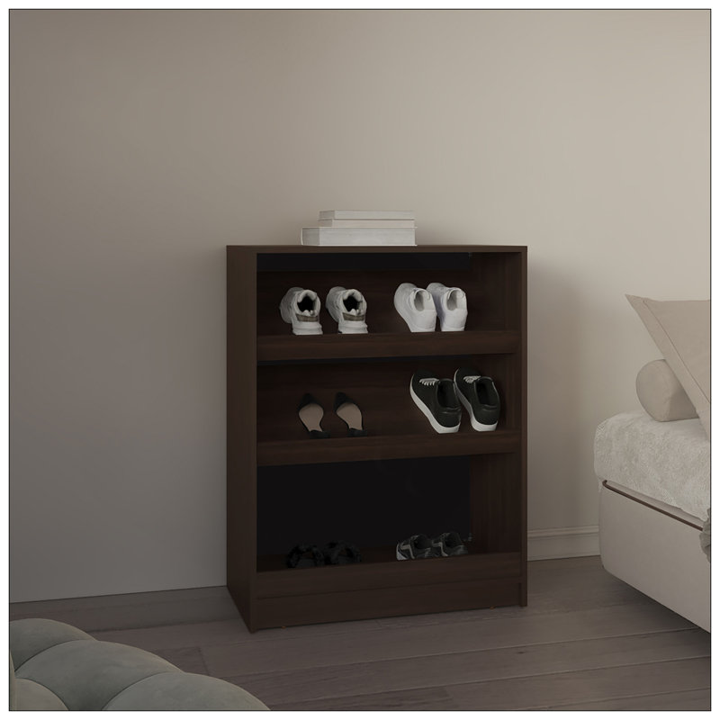 Range-chaussures, 3 tablettes, noyer foncé
