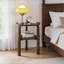 Table de bout ronde en bois d'hévéa massif, table d'appoint à 2 niveaux avec tablette de rangement, petite table d'appoint pour le salon, la chambre à coucher
