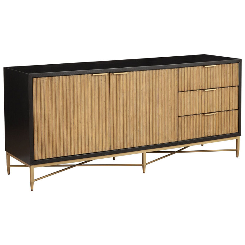 TV Stand for TVs up to 70", Black/Brown/Gold