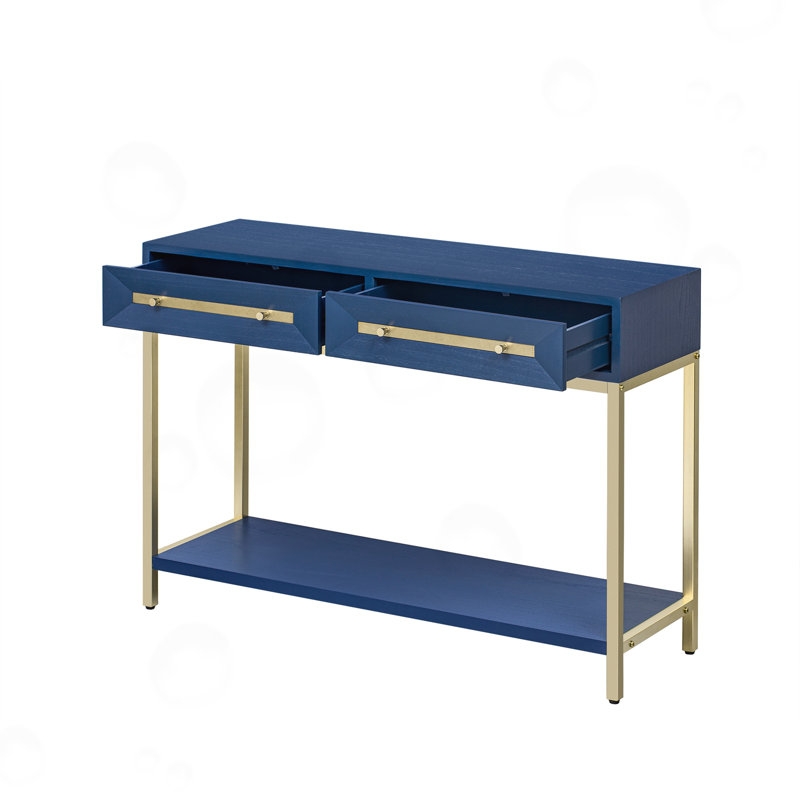 Zephira Console Table With 2 Drawers, Navy Blue