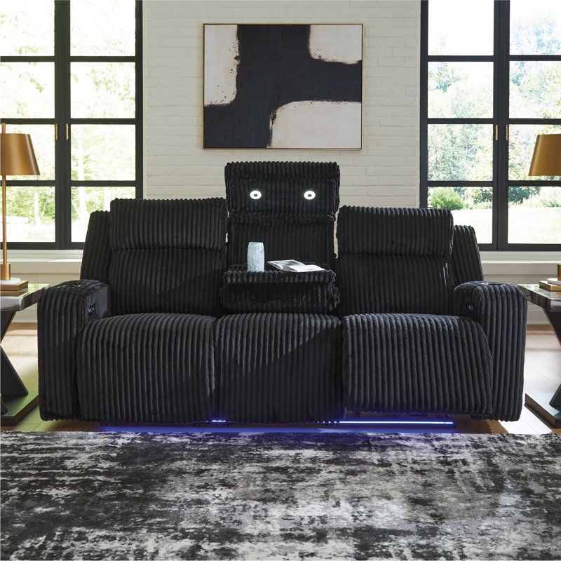Odhren Power Reclining Sofa, Black