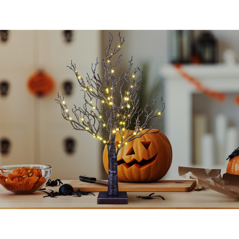 24" Lighted Black Willow Tree