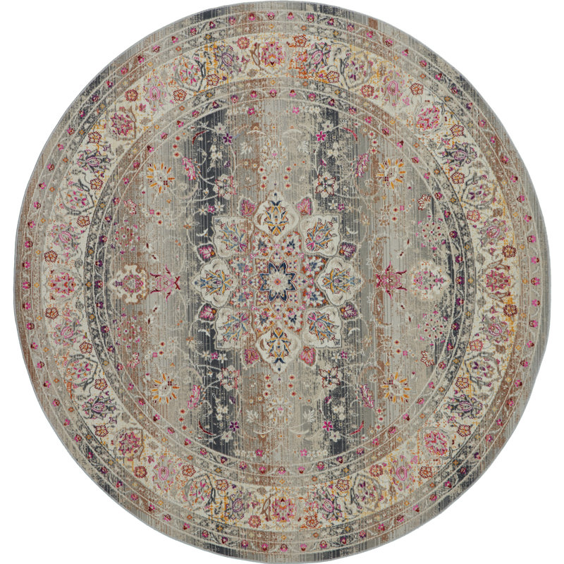 Tapis gris Karey, Rond 4 pi