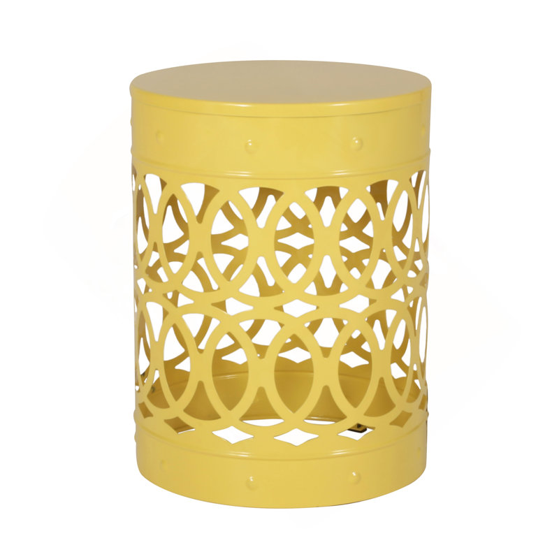 Outdoor Metal S/2 End Table, Yellow, Yellow, Yellow
