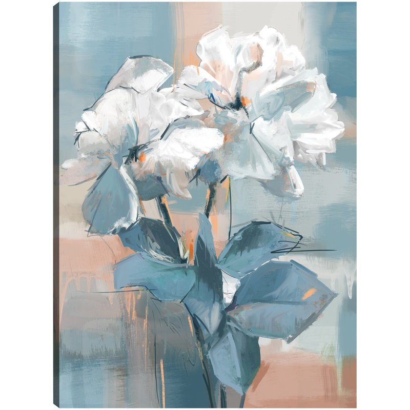 Spring Duet Blue and White Floral Canvas Art Print