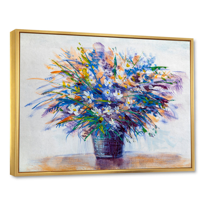 " Flower Vase ", 8" H x 12" W x 1" D, Gold Floater Framed