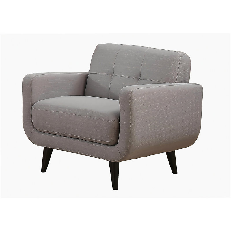 Modern Polyester Blend Fabric Accent Chair - Hardwood Frame with Quilted Detailing & Solid Wood Legs